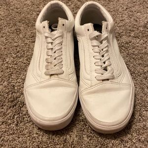 White leather lace up vans